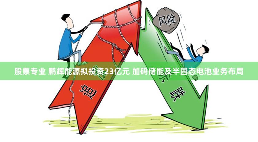 股票专业 鹏辉能源拟投资23亿元 加码储能及半固态电池业务布局